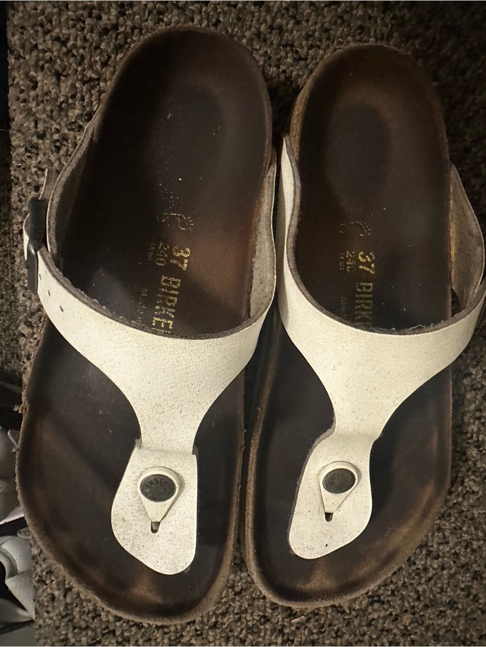 Birkenstock White Gizeh-Style Thong Sandals